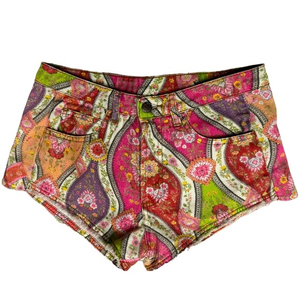 Anthropologie Farm Rio Vintage Denim Floral Button-Up Shorts EU Sz 38‎ US Size S
